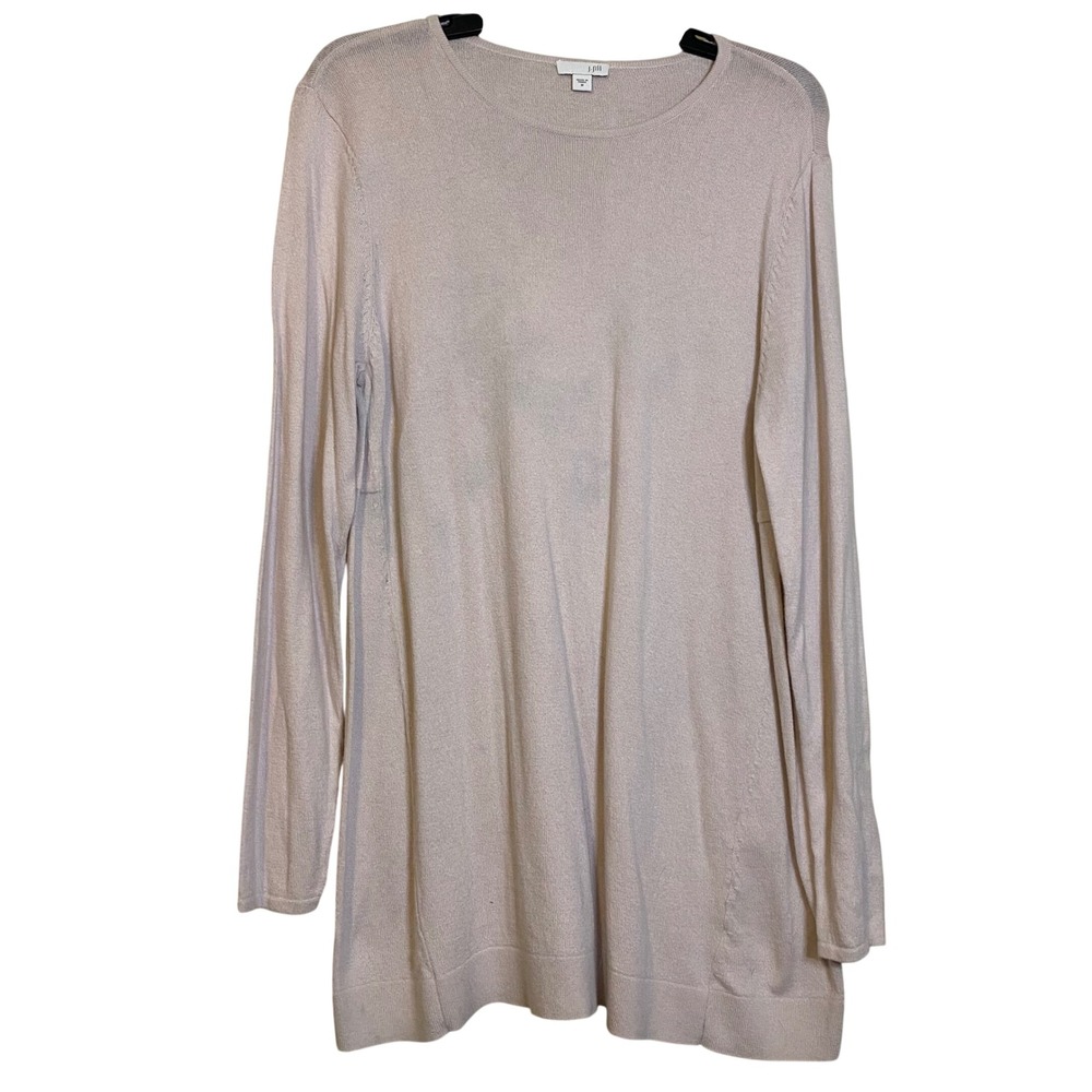 J. Jill Women Blush Pink Cotton Blend Long Sleeve Crew Neck Tunic Sweater Medium